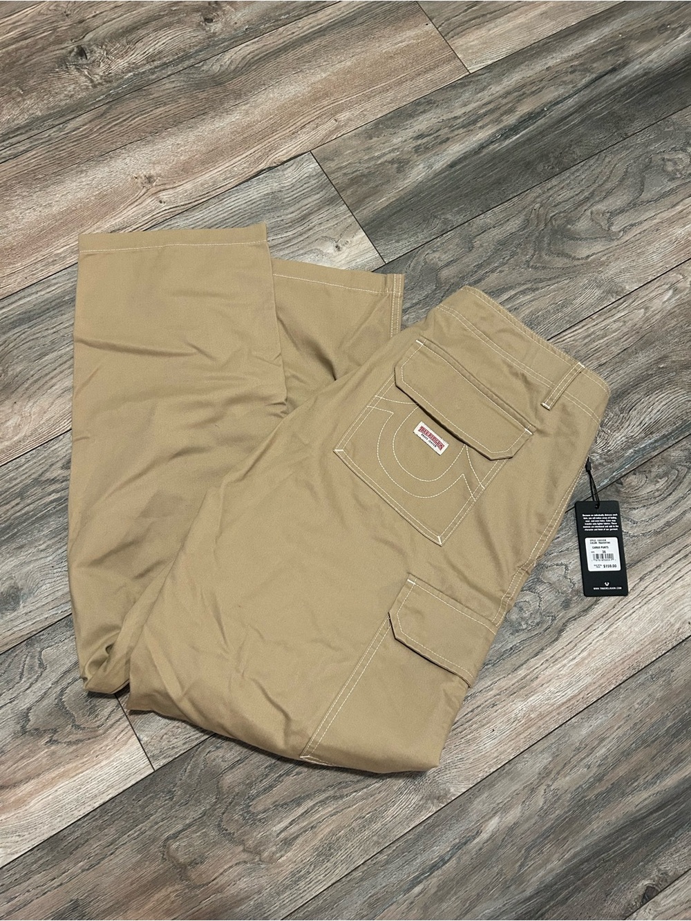 MSRP $159 True Religion Cargo Straight Leg Pants Travertine Tan Men’s 36 x 32